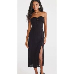 Aeropostale Solid Sweetheart Strapless Midi Dress